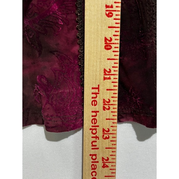 Roz & Ali Women 3/4 Sleeve Velvet Burnout Top Sz M maroon browns whimsigoth work - Picture 9 of 11